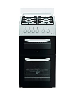 Hotpoint HTG5GCWL 50cm Gas Twin Cooker with Glass Lid - White