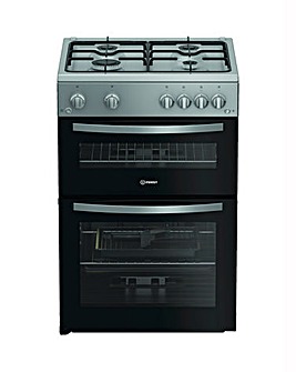 Indesit IDG6GS 60cm Gas Double Cooker - Silver
