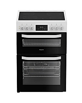 Hotpoint HDE6VDW 60cm Electric Double Cooker with Multiflow - White