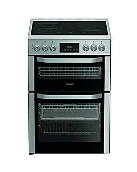 Hotpoint HDE6VDCAX 60cm Electric Double Cooker with Air Fry - Stainless Steel