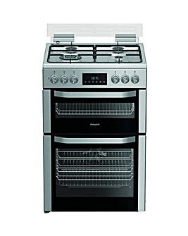 Hotpoint HDD6GDC2WX Dual Fuel Double Cooker with Glass Lid - Stainless Steel