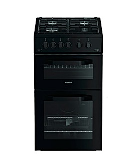Hotpoint HTG5GCB 50cm Gas Twin Cooker - Black + installation