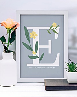 Floral Initial A3 Framed Print