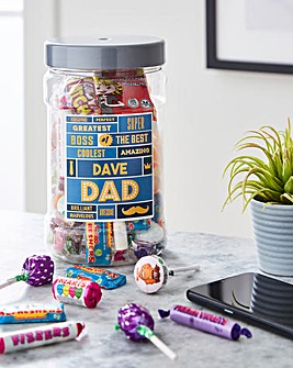 Personalised Best Dad Retro Sweet Jar