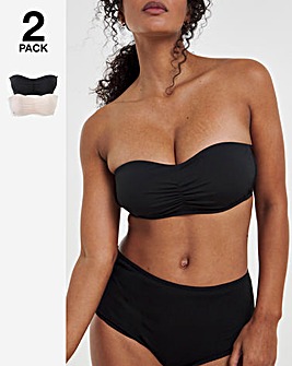 MAGISCULPT 2 Pack Smoothing Padded Bandeau Bras A-DD -Black/Blush