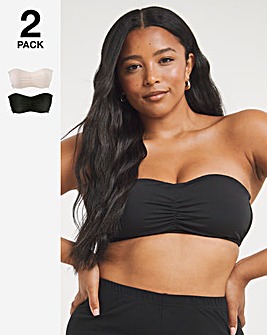 MAGISCULPT 2 Pack Black/Blush Smoothing Padded Bandeau Bras A-DD
