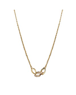 12ct Gold Sterling Silver 925 Cubic Zirconia Triple Link Necklace