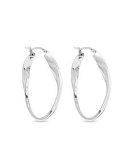 Simply Silver Sterling Silver 925 Polished Oval Twist Hoop Earrings