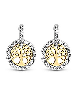 Silver Plated Two - Tone Made With Radiance Tree Of Life Earrings