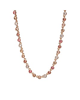 Rose Gold Plated Pink Tennis Necklace Embellished With Radiance Crystals