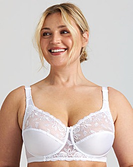 Miss Mary of Sweden Rose Embroidered Full Cup Wired Bra White