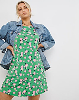 Green Floral Supersoft Jersey Swing Dress