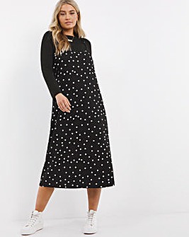 2 in 1 Black Top and Spot Cami Dress