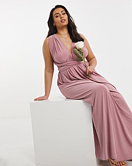 Multi-Ways To Wear Bridesmaid Maxi Dress In Pink