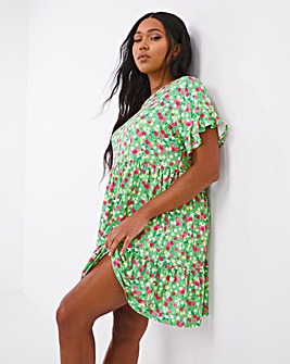 Supersoft Smock Dress With Frill Sleeve