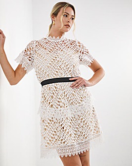 Boutique Ivory Premium Stretch Lace Dress