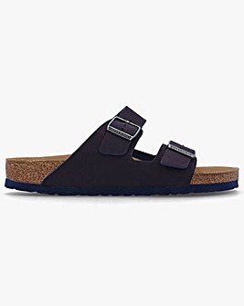 Birkenstock Men's Arizona Indigo Blue Birko-Flor Two Bar Mules Standard Fit
