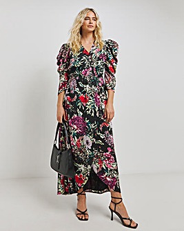 Lovedrobe Rouche Sleeve Smock Wrap Dress