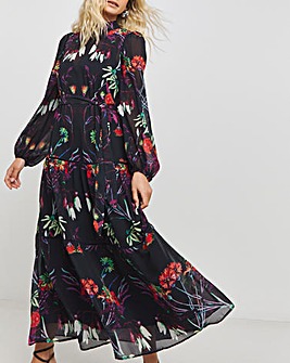 Hope & Ivy Baloon Sleeve Tiered Maxi Dress