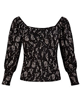 Monsoon Feather Print Top