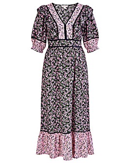 Monsoon V Neck Blossom Print Dolly Dress