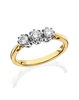 9 Carat Gold 1/2ct Diamond Trilogy Ring