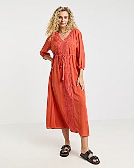 Joe Browns Evelyn Embroidery Red Maxi Dress