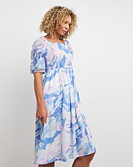 French Connection Dalia Verona Smocked Midi Dress