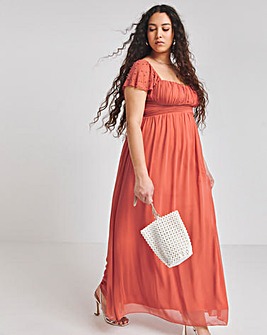 Little Mistress Frilled Sleeve Maxi Occasion Dress