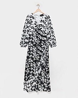 Lovedrobe Mono Floral Frill Dress