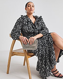 Lovedrobe Animal Ruffle Midi Dress