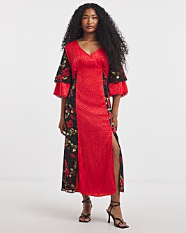 Lovedrobe Mixed Print Double Split Dress