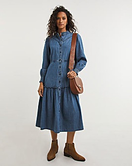 Mid Blue Midaxi Western Dress