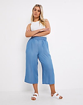 Mid Blue Pull On Lyocell Culottes