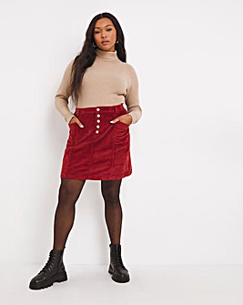 Cinnamon Jumbo Cord A-Line Mini Skirt