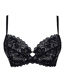 Figleaves Isla Lace Underwired Sweetheart T Shirt Bra B-GG - Black