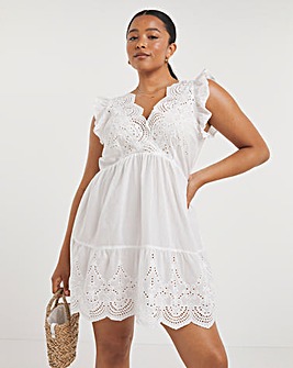 Figleaves Fiji Scalloped Back Cotton Mini Beach Dress