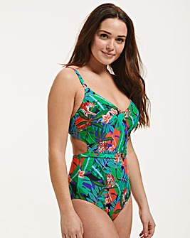 Figleaves Costa Rica Underwired Plunge Cut Out Tummy Control Swimsuit