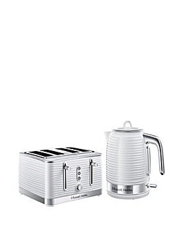 Russell Hobbs Inspire Kettle and Toaster Bundle White