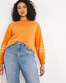 Tangerine Striped Sleeve Sweatshirt