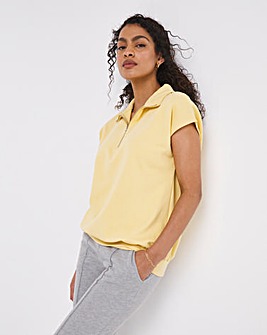 Sleeveless Zip Front Yellow Sweatshirt