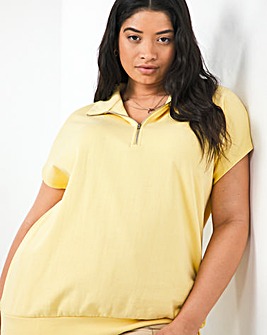 Sleeveless Zip Front Yellow Sweatshirt