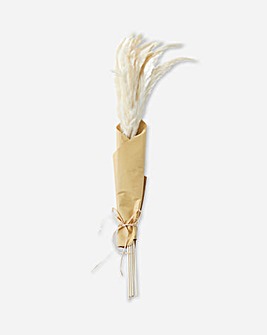 Dried Reed Grass Bundle in Paper Wrap White