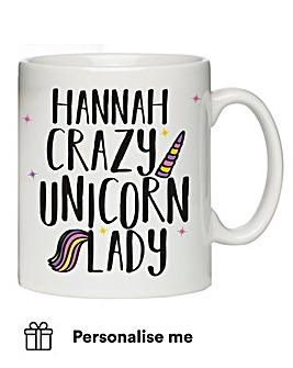 Personalised Crazy Unicorn Lady Mug