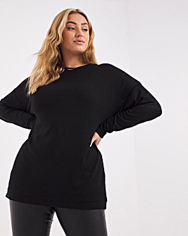 Knit Look Curved Back Detail Top