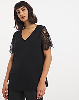 Lace Sleeve Jersey Top