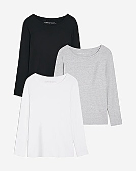 3 Pack Crew Neck Long Sleeve Tops