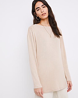 Puff Sleeve Knit Look Top