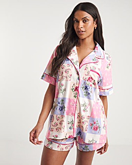 Floral Patch Work Print Shortie Pyjama Set