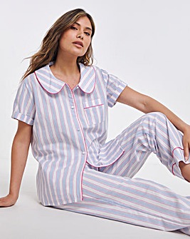 Cotton Button Through Striped Pyjama Set